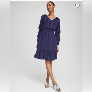 Chico's Deep Blue Ruffle Dress